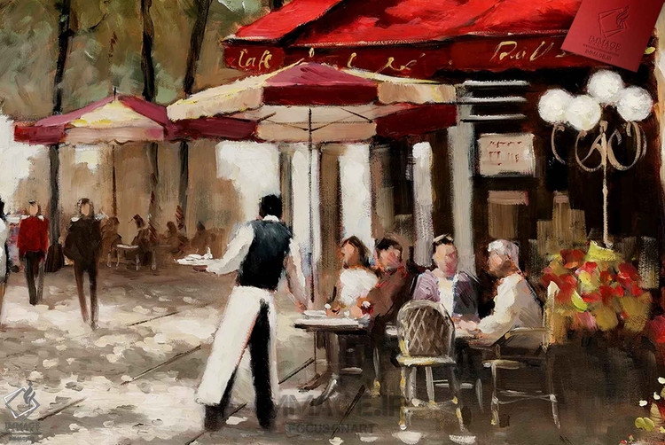 تابلوی نقاشی پاریس در فضای باز اثر E.A. Orme، کافهای در پاریس با فضای آرام و دلپذیر