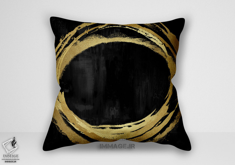 کوسن انتزاعی چکیده دایره سیاه و طلایی (BC 1130)