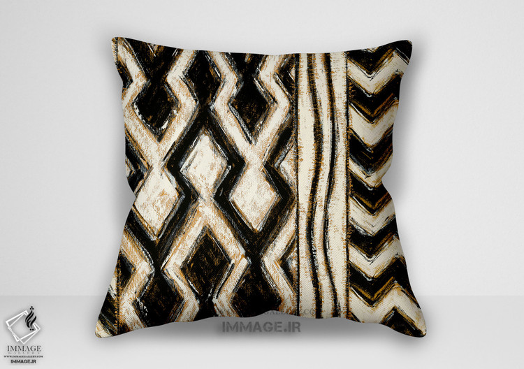 کوسن انتزاعی محصول هندسی سیاه و طلایی (BC 1134)