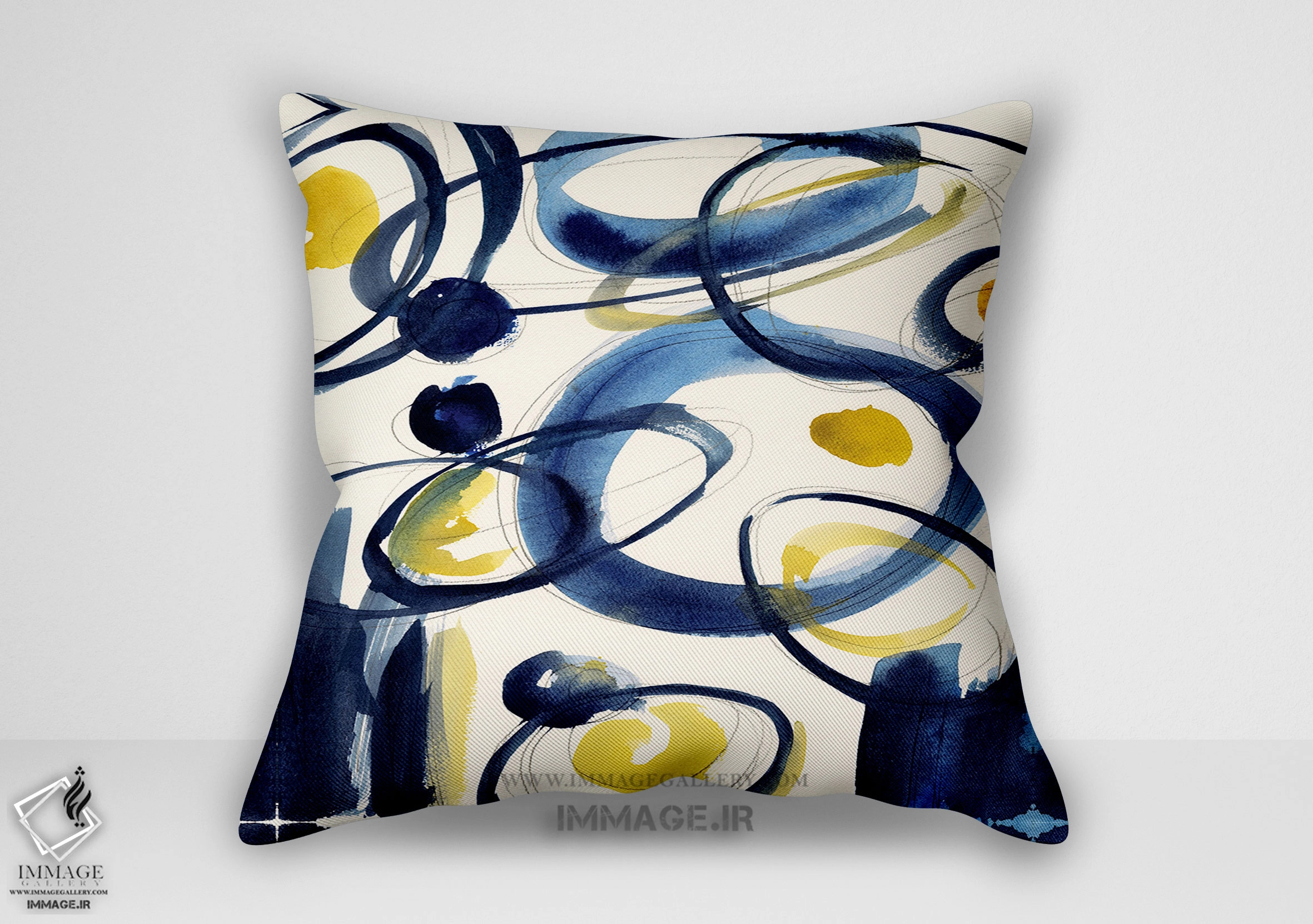 کوسن انتزاعی آبرنگ انتزاعی زرد آبی (BC 1141)