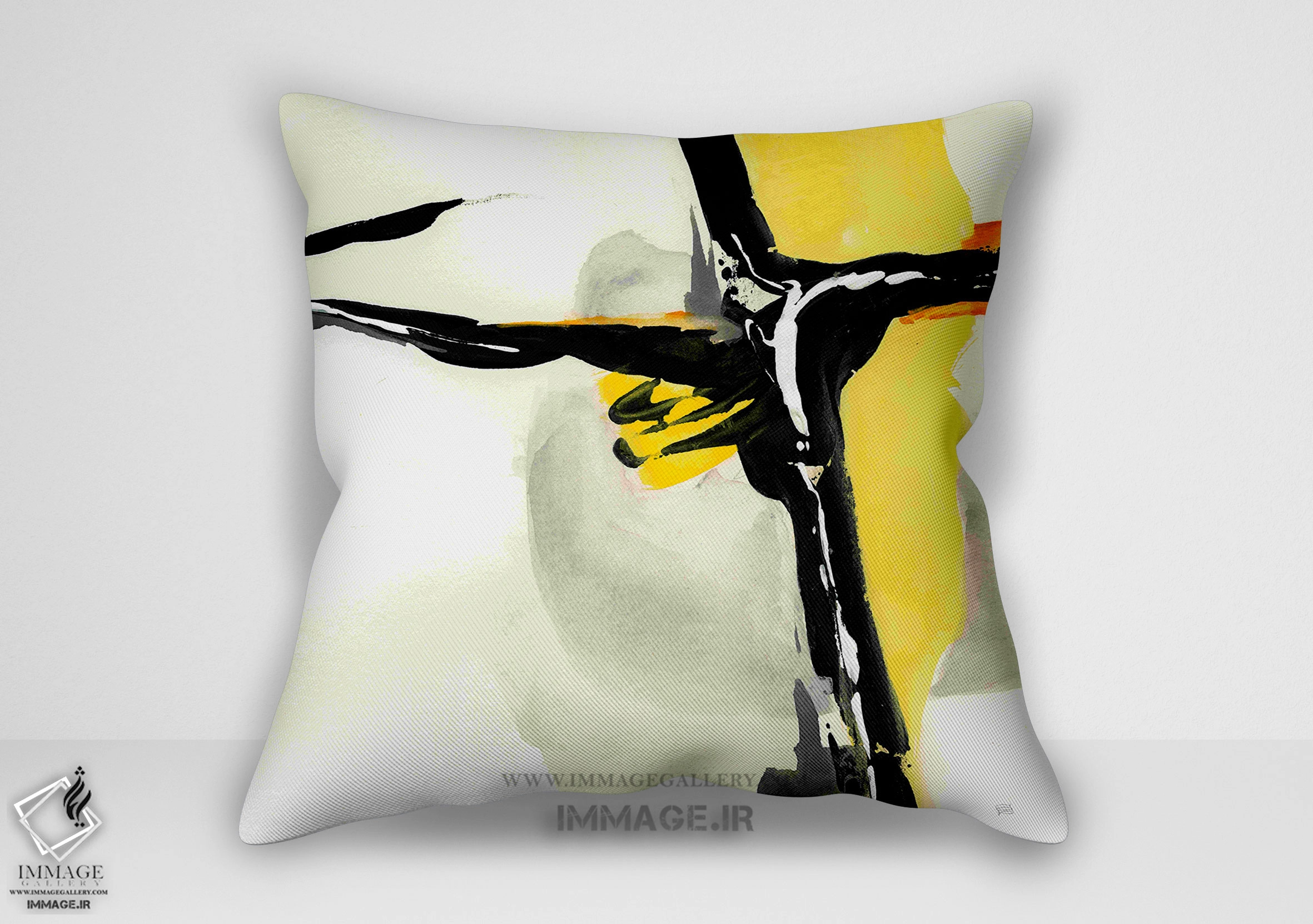 کوسن انتزاعی زرد خامه ای توسط کریس پاسکه (BC 1152)