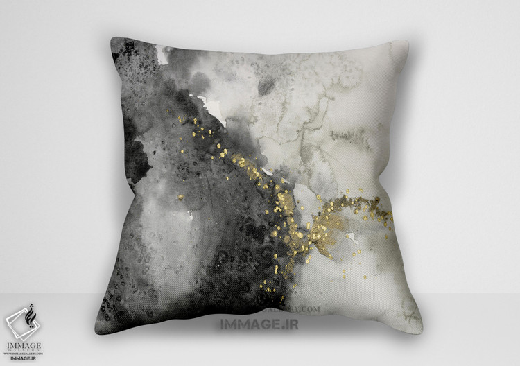 کوسن انتزاعی نقاشی آبنوس و طلا (BC 1169)