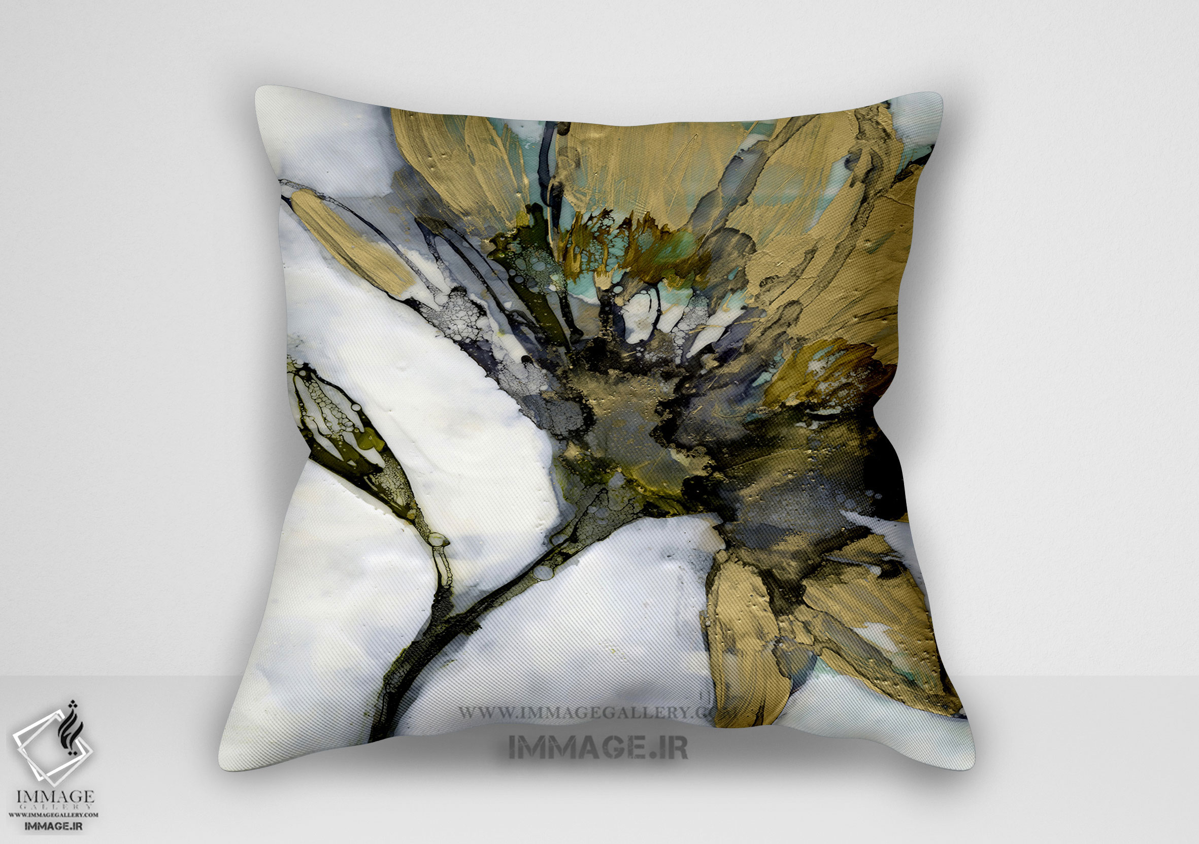 کوسن انتزاعی آلیاژ گل توسط جنیفر گلدبرگر نقاشی (BC 1179)