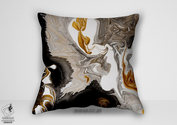 کوسن انتزاعی امواج مرمر طلا و سیاه (BC 1184)