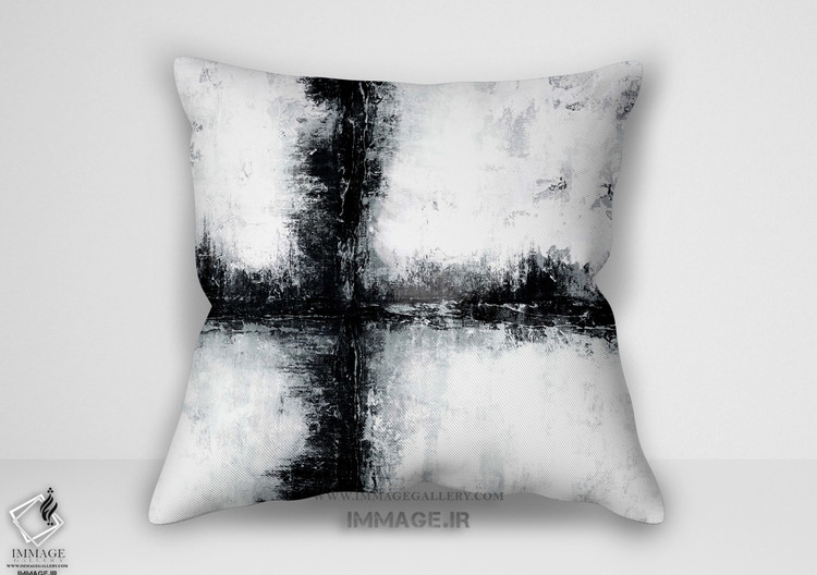 کوسن انتزاعی نقاشی سیاه و سفید عمود بر هم (BC 1209)