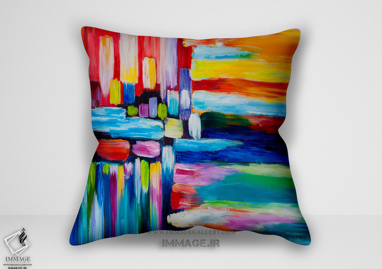 کوسن انتزاعی لامفکتیم رنگ نوارهای مربع بزرگ (BC 1238)