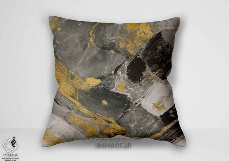 کوسن انتزاعی قاب عکس مرمر طلایی و مشکی (BC 1247)