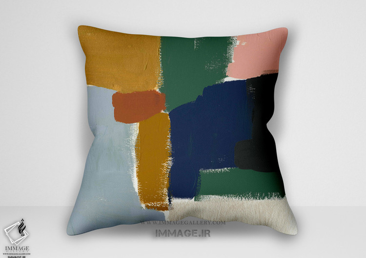 کوسن انتزاعی بلاک رنگ های ملایم نقاشی از جنیفر گلدبرگر (BC 1257)