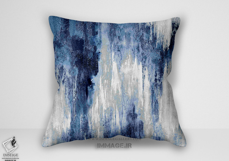 کوسن انتزاعی نقاشی پارچه ی جین آبی تیره (BC 1258)