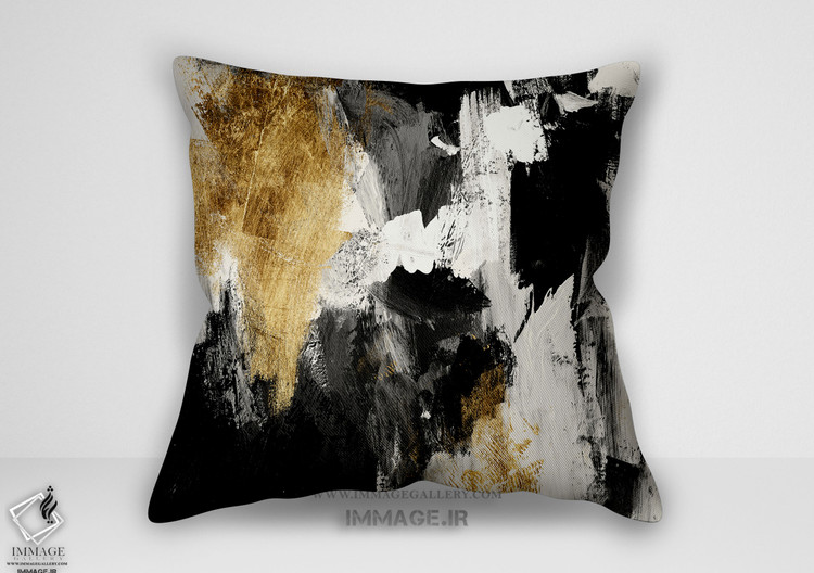 کوسن انتزاعی کلاژ بی طرف طلایی اثر ویکتوریا بورگس (BC 1260)