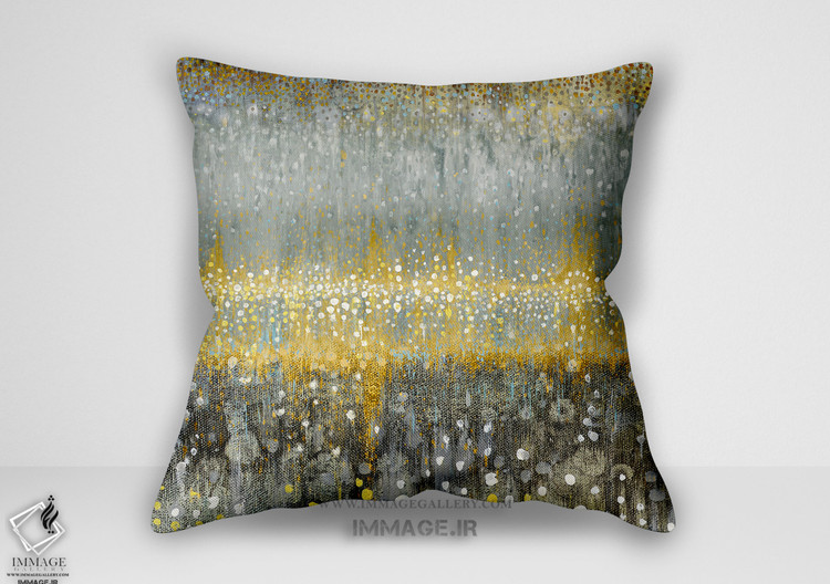 کوسن انتزاعی باران آبستره ۱ زرد خاکستری اثر دانویی نای (BC 1266)