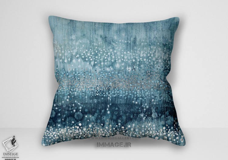 کوسن انتزاعی بارش انتزاعی آبی نقره ای سوم آبی نقره ای محصول دانهای نای نقاشی (BC 1267)