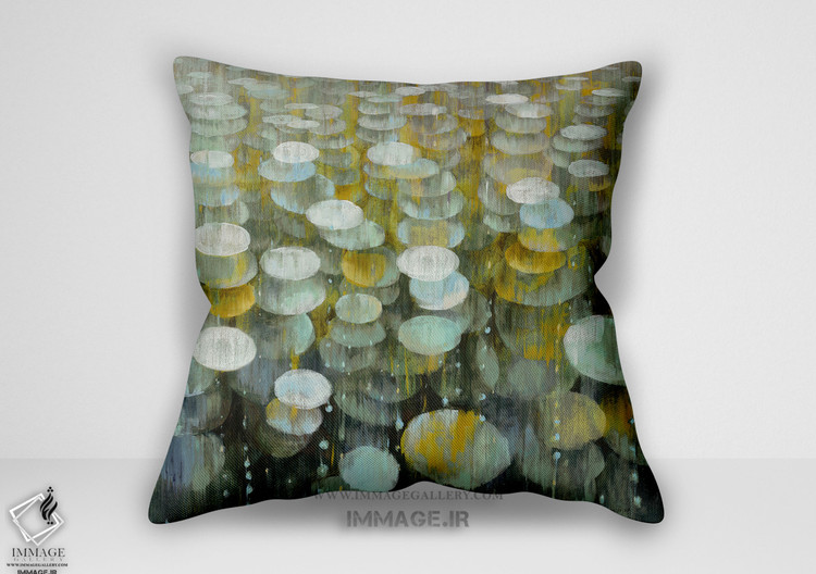 کوسن انتزاعی قطرات باران زرد خاکستری توسط دانویی نای (BC 1269)