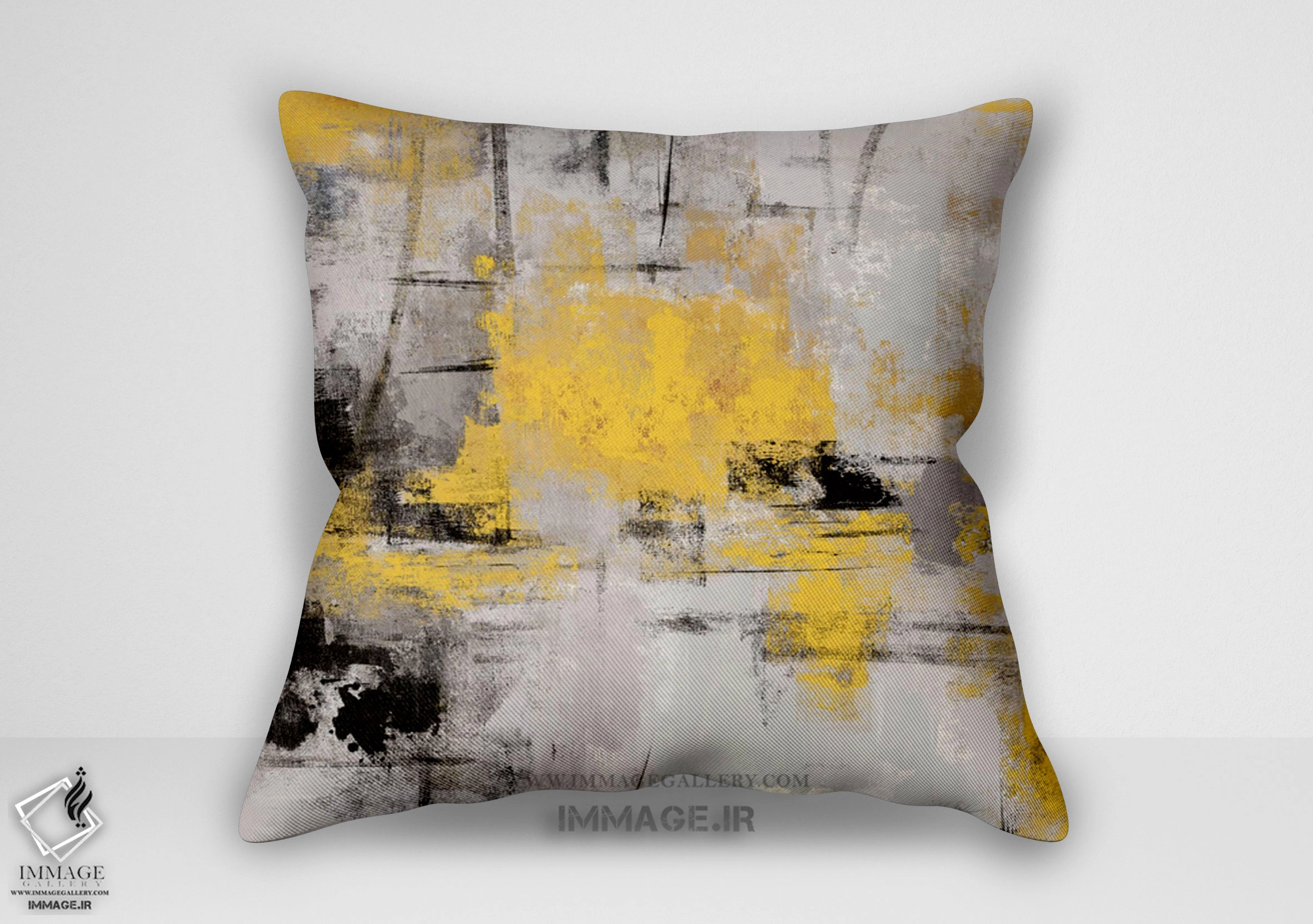 کوسن انتزاعی باغ های سنگی سوم زرد (BC 1568)