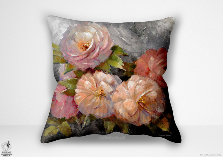 کوسن گل رزها روی خاکستری کراپ توسط پیتر مک گوان (WA 1675)