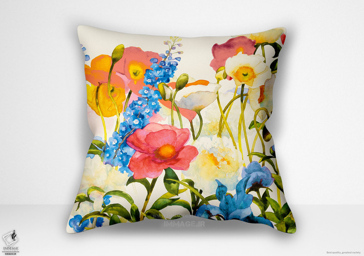 کوسن گل ، نقاشی پیچیده شده با طرح مرجانی بهاری اثر شرلی نواک (BC 1689)