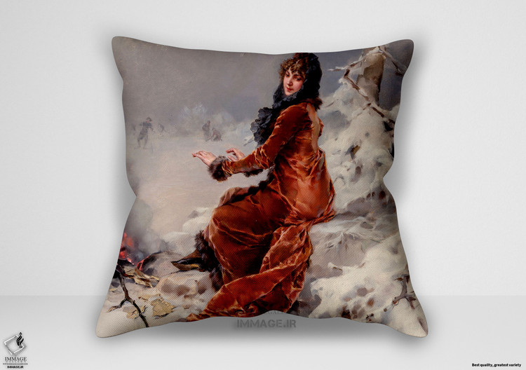 کوسن نقاشی کلاسیک ، موزه ایی کنار دریاچه اسکیت بازی اثر فردریک هندریک کامر (art 1346)