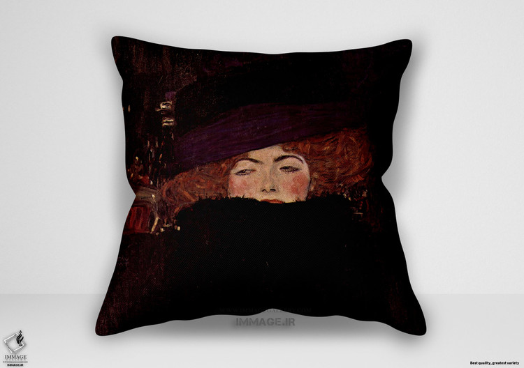 کوسن نقاشی کلاسیک ، موزه ایی بانوی کلاه و پر شال ۱۹۰۹ (art 1362)