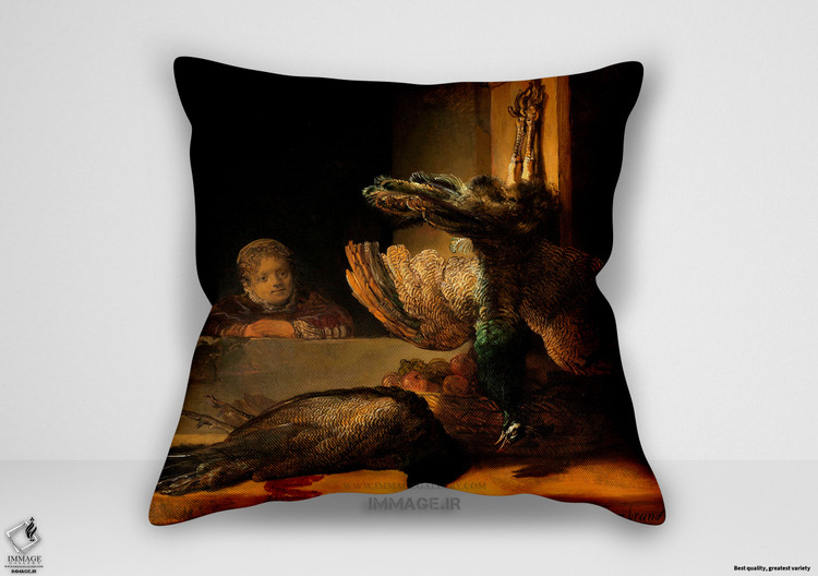 کوسن نقاشی کلاسیک ، موزه ایی منظره بی جان با طاووس ها حدود ۱۶۳۹ (art 1578)