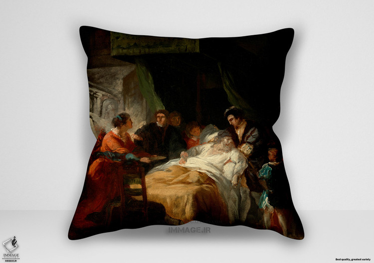 کوسن نقاشی کلاسیک ، موزه ایی مرگ لئوناردو داوینچی در آغوش فرانسوای اول حدود ۱۷۸۱ (art 1600)