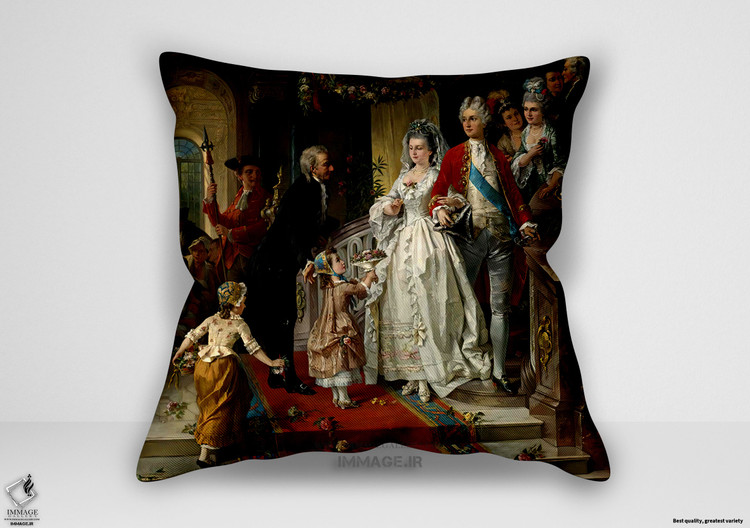 کوسن نقاشی کلاسیک ، موزه ایی مهمانی عروسی اثر کارل ه رف ر (art 1651)