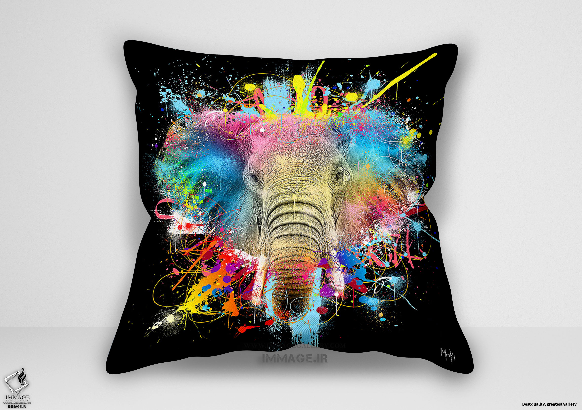 کوسن مدرن Eléphant فیل پاپ نوآر اثر موکی (IG 10002)