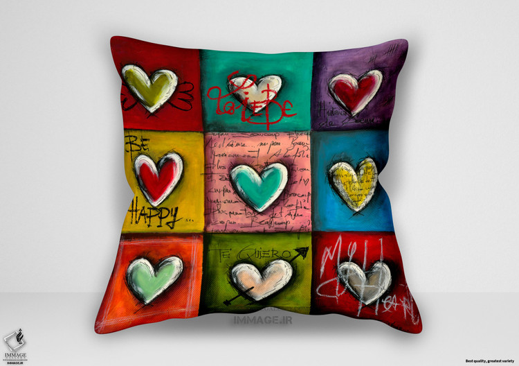 کوسن مدرن قلب هایی در رنگ ها ۳ اثر موژین کارین (IG 7686)