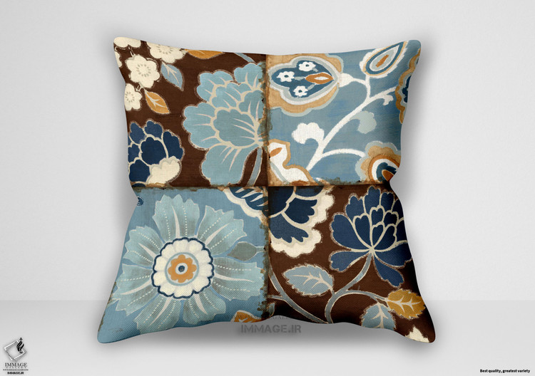 کوسن گل ، موتیف تکه دوزی آبی ۲ اثر آلن پلتیر (WA 2708)