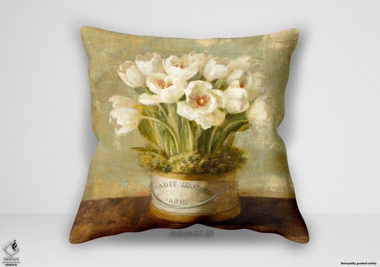 کوسن گل ، جعبه کلاهی پر از لاله اثر نای دانهویی (WA 9336)