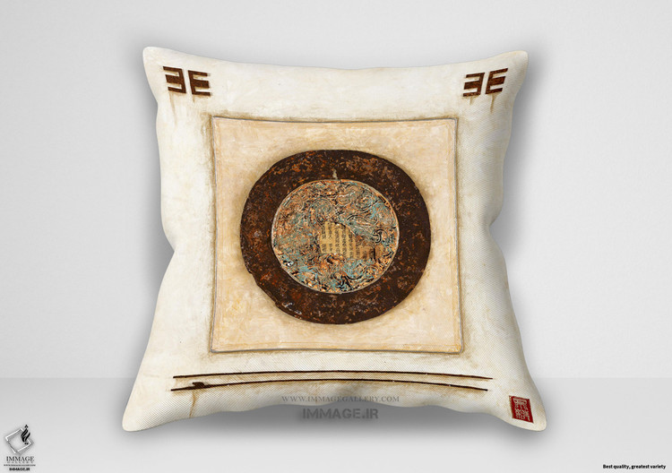 کوسن انتزاعی دایره سفید اثر تیری دیانا (IG 1481)