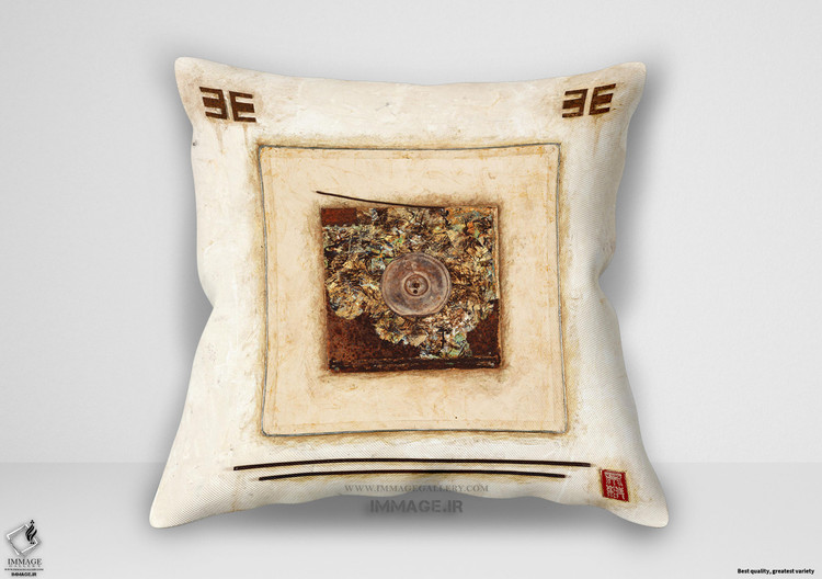 کوسن انتزاعی مستطیل سفید اثر تیری دیانا (IG 1482)