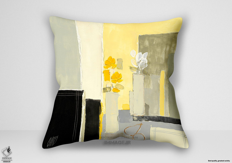 کوسن انتزاعی تولیپ های سفید و رزهای زرد اثر شوآزی کریستین (IG 416)