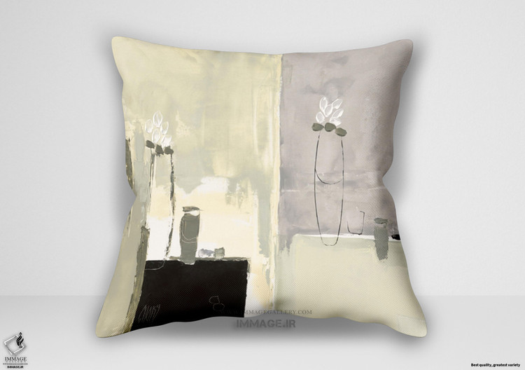 کوسن انتزاعی طبیعت بی جان با لاله ها اثر کریستین شوآزی (IG 7935)