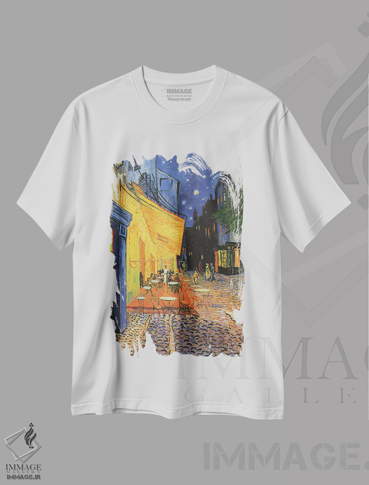 تیشرت طرح دار تراس کافه در میدان دو فوروم، ۱۸۸۸، هنر فاخر کلاسیک اثر ونسان ون گوگ | immage.ir