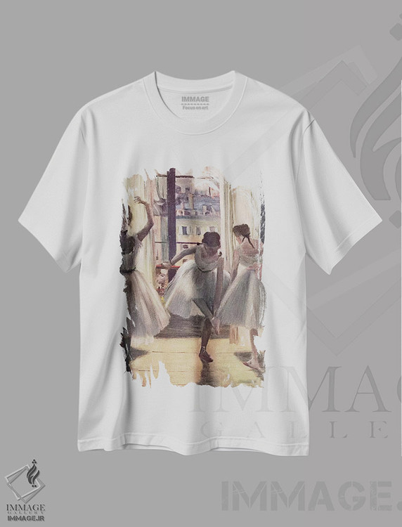 تیشرت طرح دار سه رقاص در سالن تمرین، هنر فاخر کلاسیک اثر ادگار دگا | immage.ir