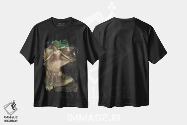 تیشرت طرح دار سه رقصنده با لباس صورتی، ۱۸۸۶، هنر فاخر کلاسیک اثر ادگار دگا | immage.ir