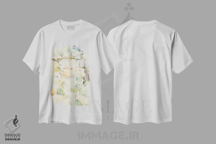 تیشرت طرح دار صخره ها نزدیک غارها بالای شاتو نوآر، ۱۸۹۵–۱۹۰۰ اثر پل سزان | immage.ir