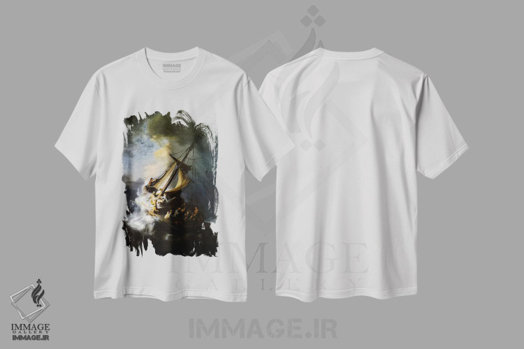 تیشرت طرح دار طوفان در دریای جلیل، باروک اثر رمبرانت فان رَین | immage.ir
