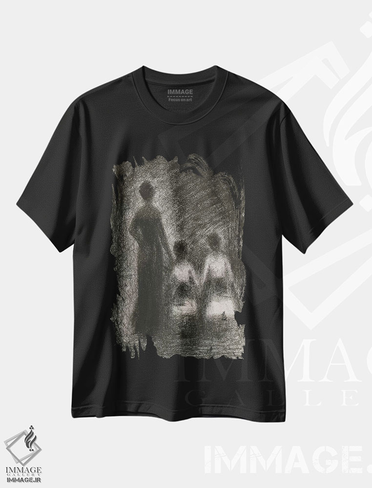 تیشرت طرح دار زن با دو دختر کوچک ۱۸۸۲–۱۸۸۴، هنر فاخر کلاسیک اثر ژرژ سورا | فروشگاه ایماژ