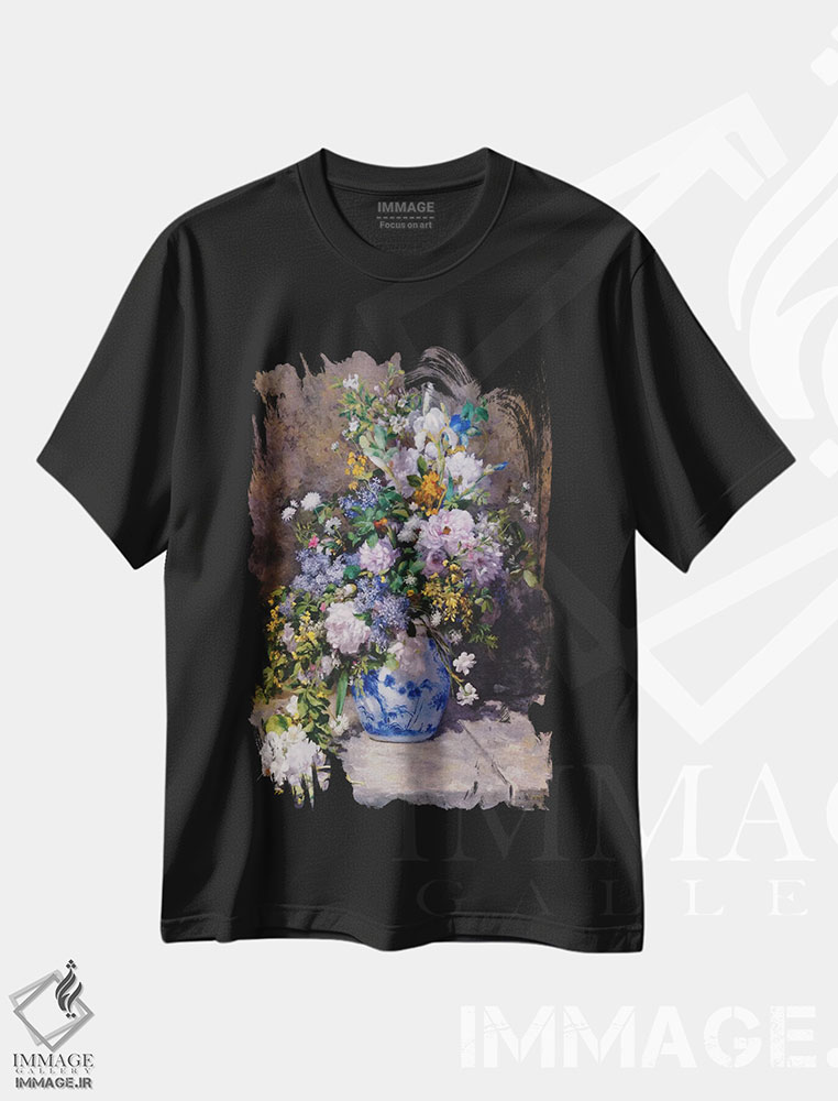 تیشرت طرح دار دسته گل بهاری، هنر فاخر کلاسیک اثر پیر-اوگوست رنوار | immage.ir
