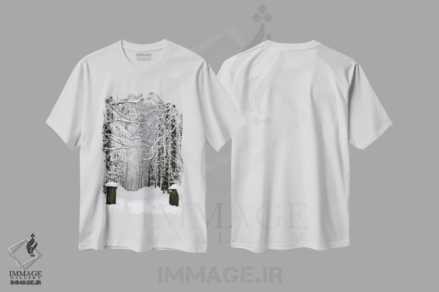 تیشرت طرح دار فصل زمستان، هنر تزئینی سیاه و سفید اثر هنرمند ناشناس | immage.ir