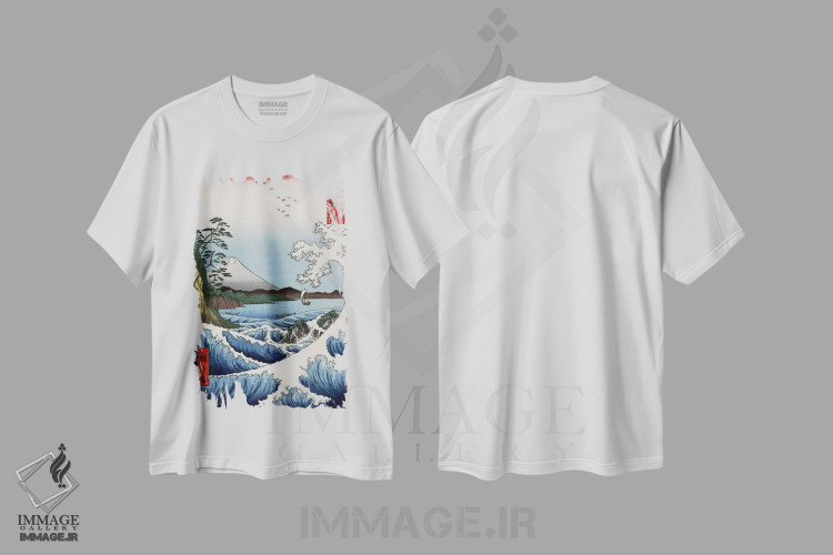 تیشرت طرح دار دریای ساتا در استان سوروگا، دکور آسیایی اثر اوتاگاوا هیروشگه | فروشگاه ایماژ