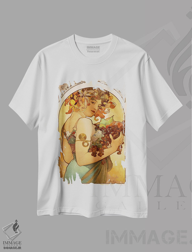 تیشرت طرح دار میوه، آرت نوو اثر آلفونس موخا | فروشگاه ایماژ