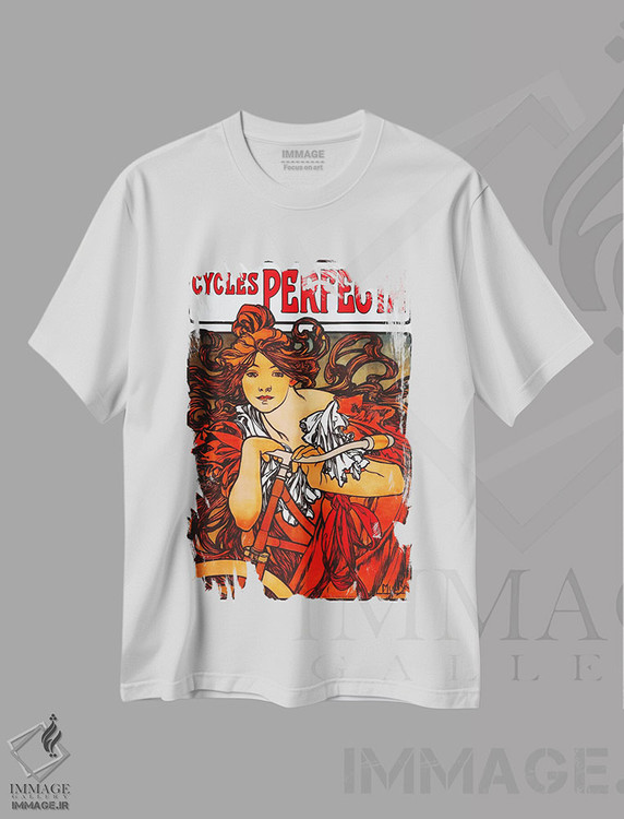 تیشرت طرح دار دوچرخهٔ پرفکتا، آرت نوو اثر آلفونس موخا | immage.ir