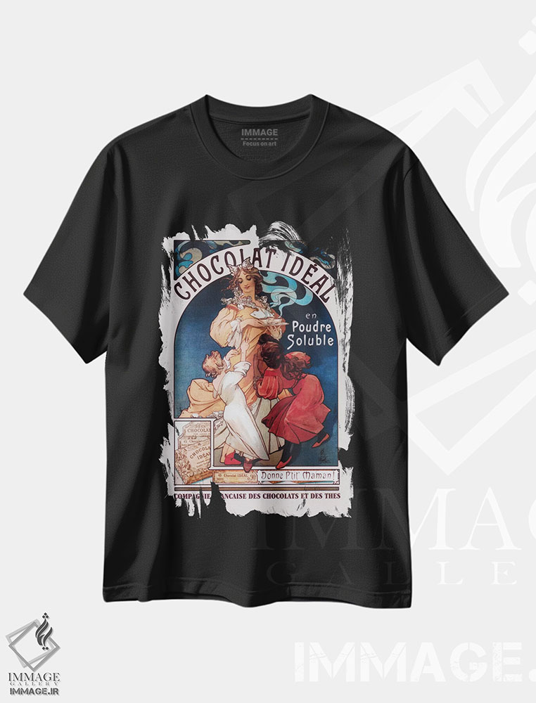 تیشرت طرح دار شکلات ایدئال، وینتیج و رترو اثر آلفونس موخا | فروشگاه ایماژ