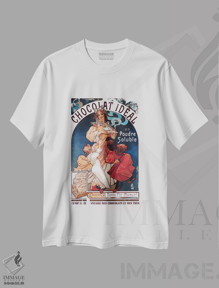 تیشرت طرح دار شکلات ایدئال، وینتیج و رترو اثر آلفونس موخا | immage.ir