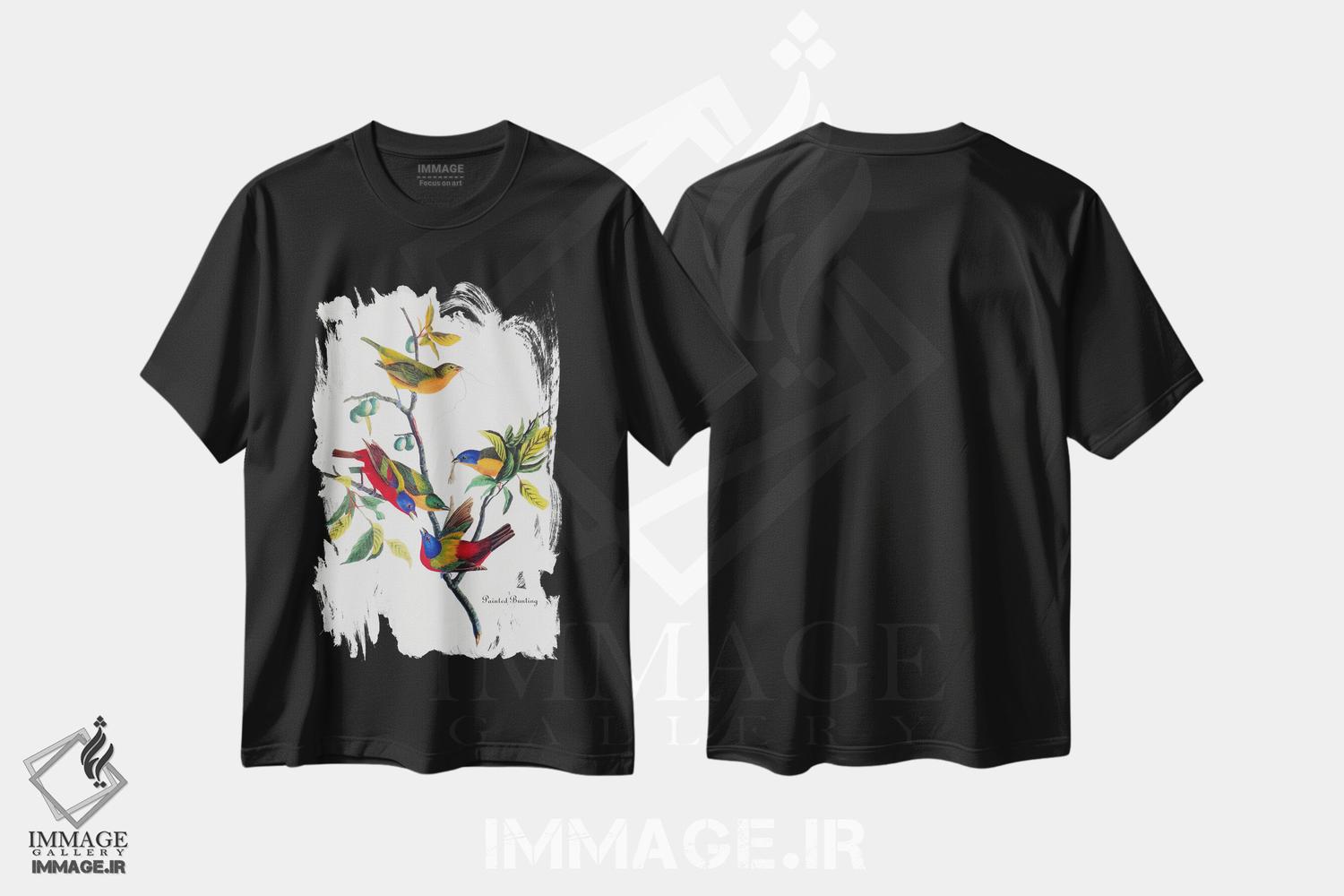 تیشرت طرح دار فنچ رنگارنگ، تزئینی اثر جان جیمز آدوبون | immage.ir