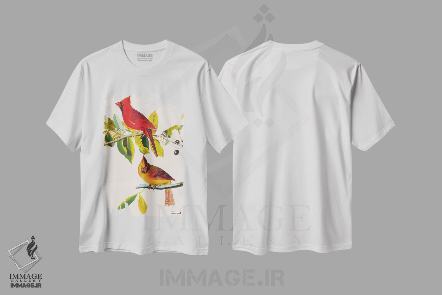 تیشرت طرح دار کاردینال، تزئینی اثر جان جیمز آدوبون | immage.ir