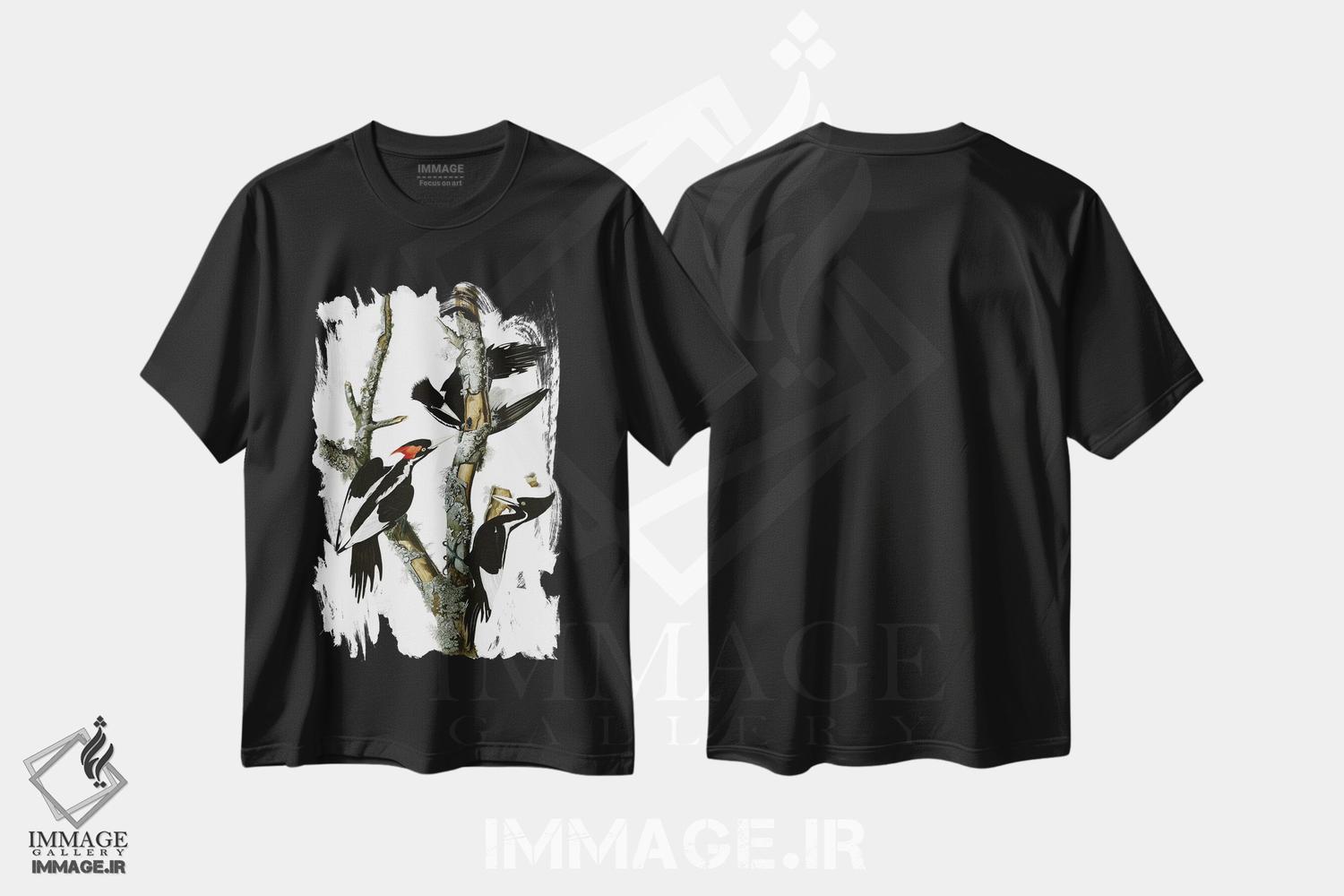 تیشرت طرح دار دارکوب منقارقوچی، ۱۸۲۹، تزئینی اثر جان جیمز آدوبون | immage.ir