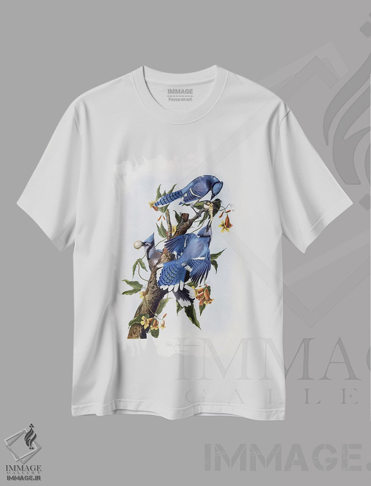 تیشرت طرح دار جی آبی، تزئینی اثر جان جیمز آدوبون | immage.ir